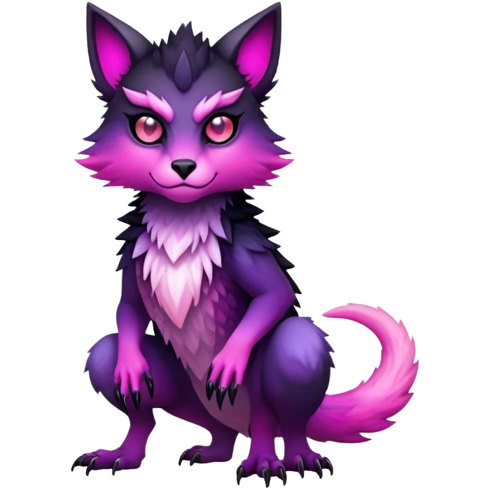 Cool Edgy Black-pink-purple-gradient badass Fionbri-Vernid-Trico-animal-creature full bodyd emoji