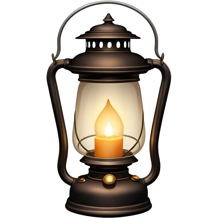 Cinematic Realistic Lantern, an old-fashioned glass lantern with a warm flickering glow, delicate details on the metal handle, softly illuminating the surrounding darkness, glowing with a comforting and nostalgic charm. emoji
