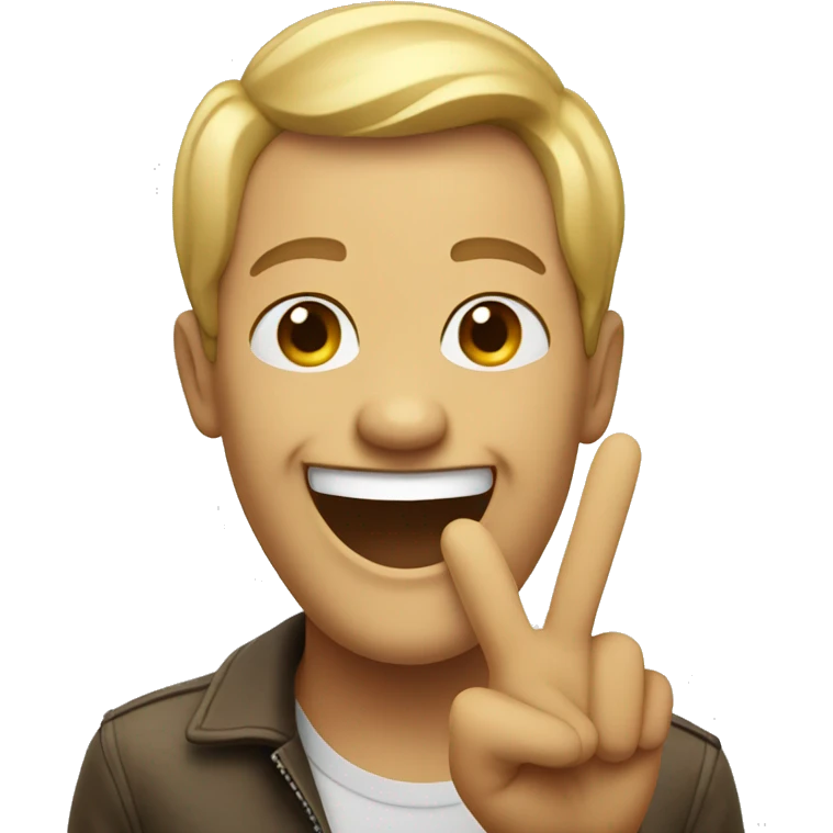 laughing looking happy doing the peace sign emoji
