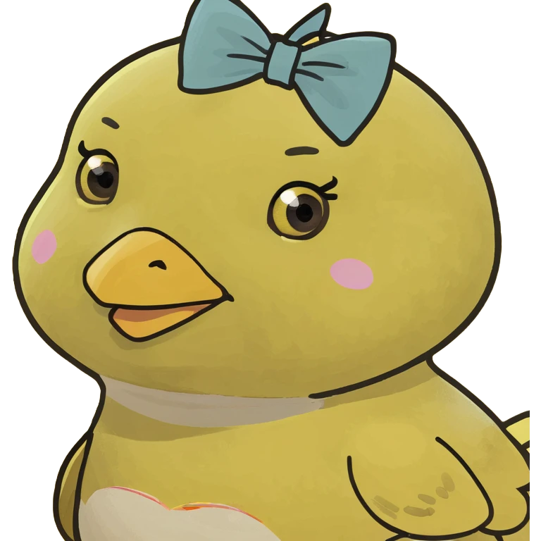 yellow chick cute with a bow emoji