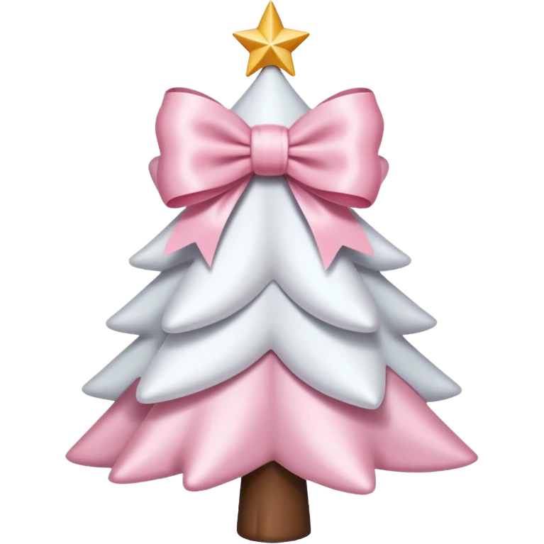 Cute light pink bow sitting on top of a white Christmas tree emoji