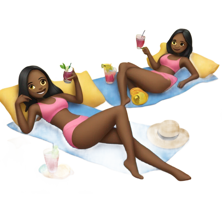 Girls laying at the beach with a drink in her hand emoji