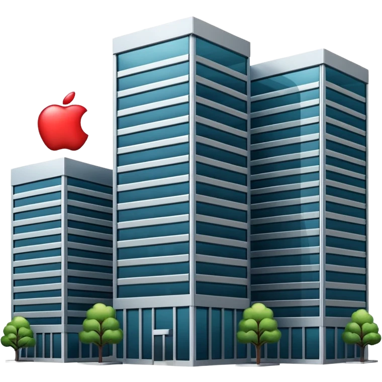 group of office buildings, apple emoji style, company headquarters emoji