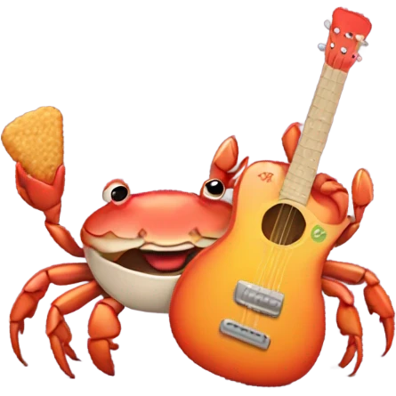 Crab with a guitar eating fried chicken emoji