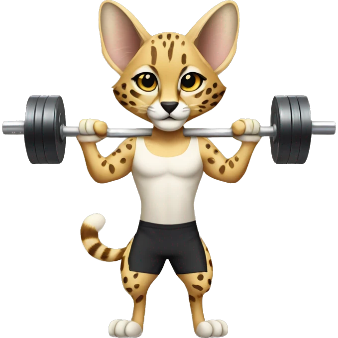 Serval lifting weights emoji