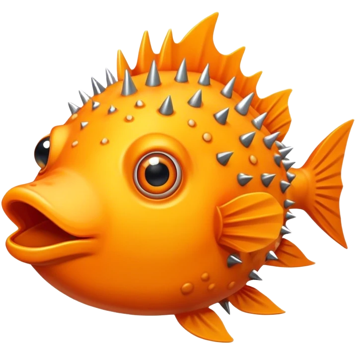 All Orange Blowfish with spikes out emoji