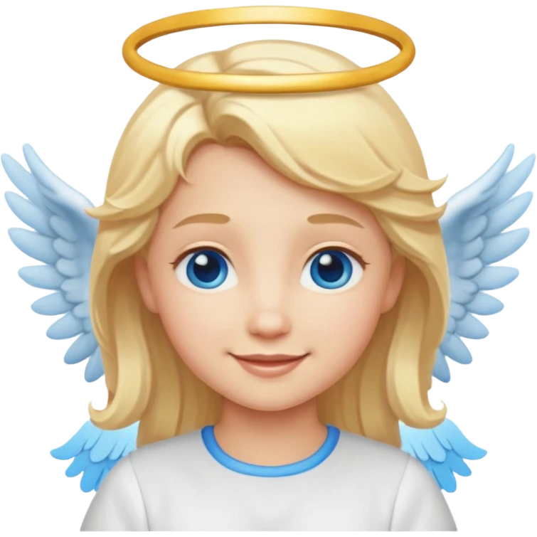 angel emoji blonde hair, blue eyes and smiling emoji