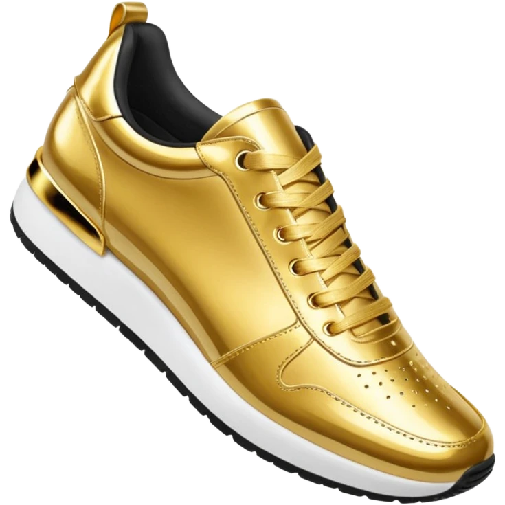 Metallic 24k gold womens fashion sneakers emoji