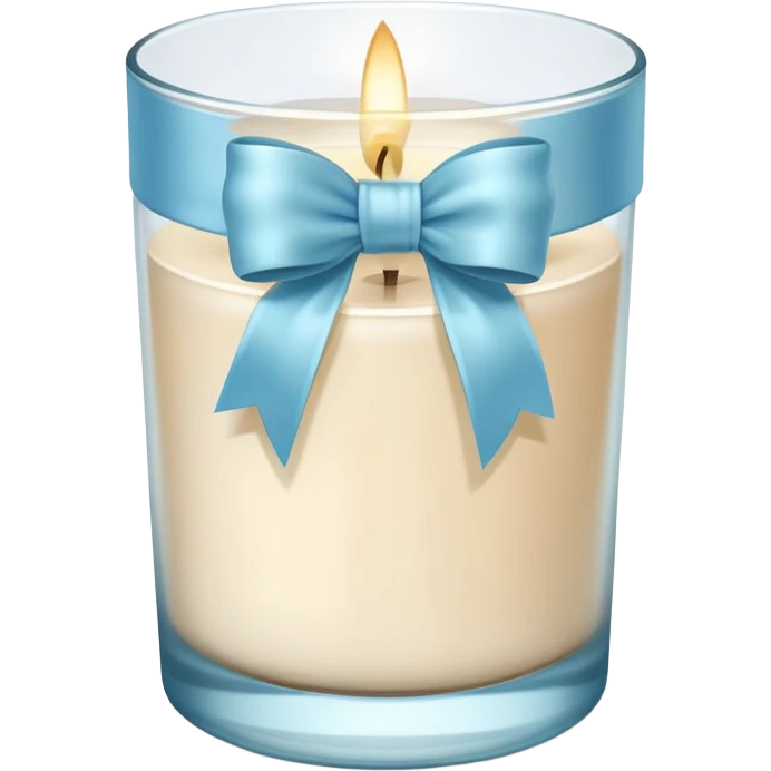 light beige scented candle in glass with a light blue bow





 emoji