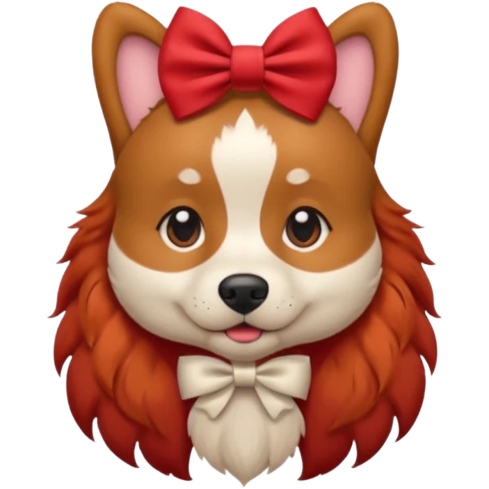 very red haired dog with a bow on hair emoji