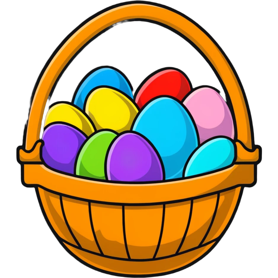 Easter basket filled with colorful eggs emoji