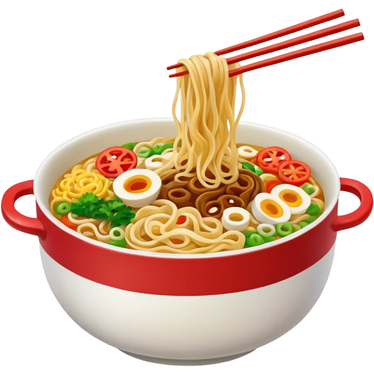 assorted Chinese noodles, cheerful and appetizing emoji