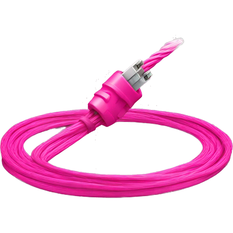 Hot pink fiber optic cable wrapped around a pink world  emoji