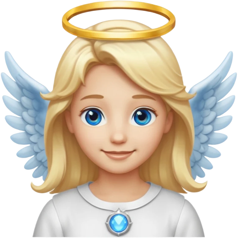 angel emoji blonde hair, blue eyes and smiling emoji