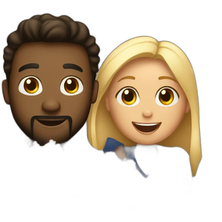 A husband and wife sharing a bucket of popcorn at a movie theater  emoji