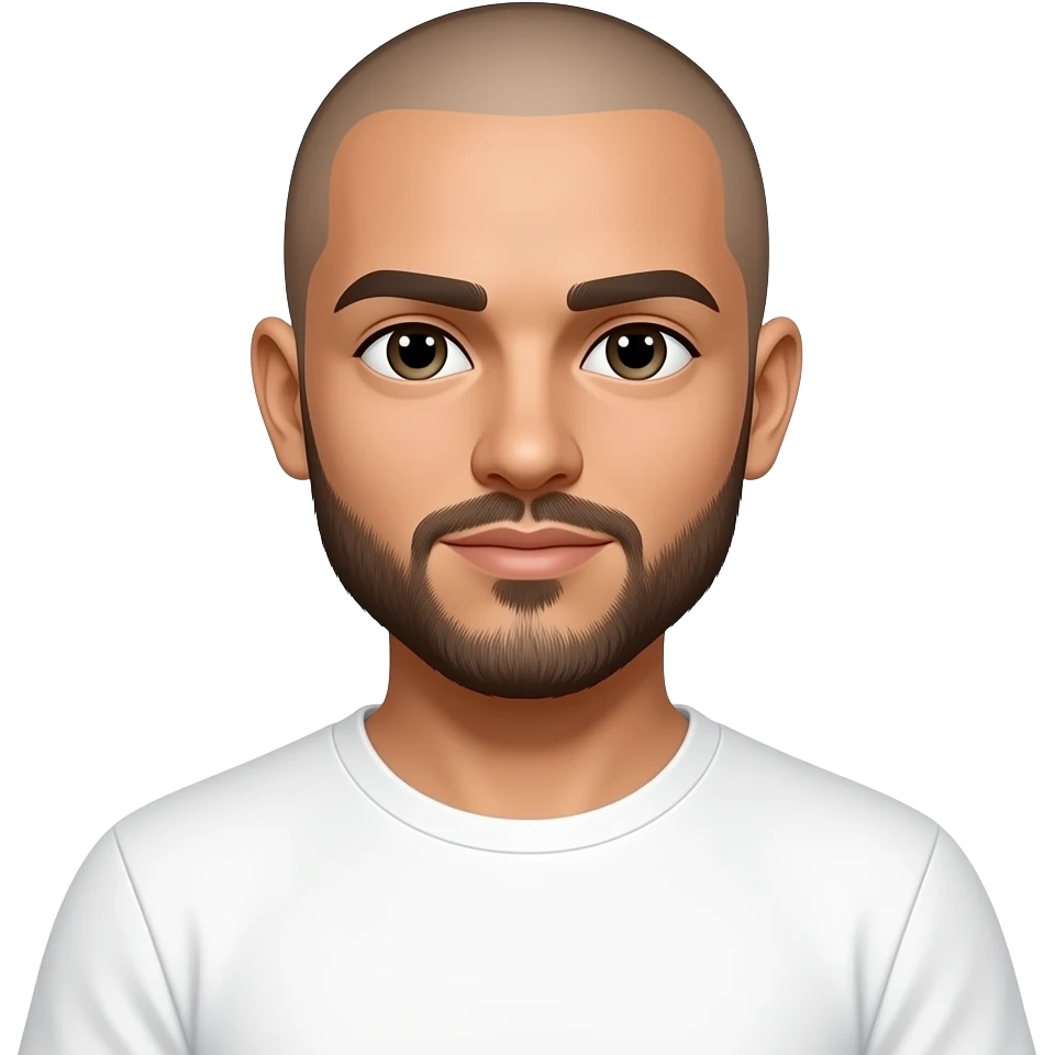 Maluma pelón con barba y con camiseta blanca emoji