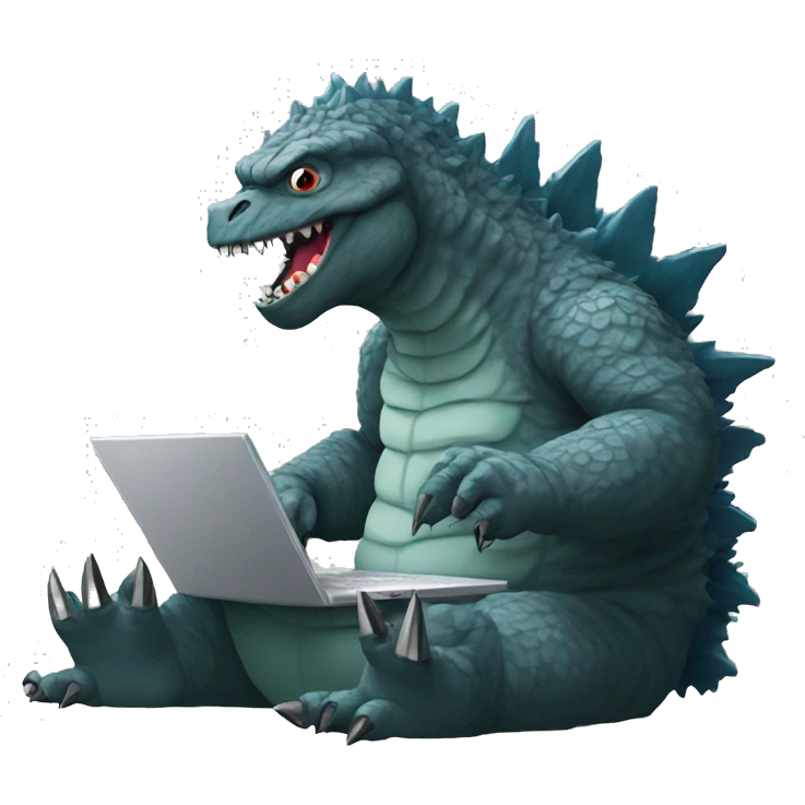 Godzilla typing on a laptop  emoji