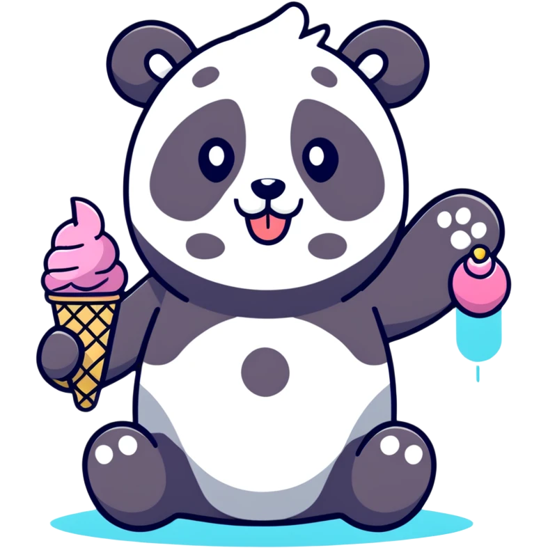 Panda eating ice cream emoji
