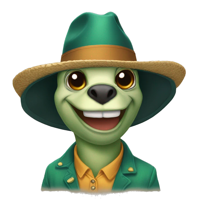 Una rana con sombrero emoji