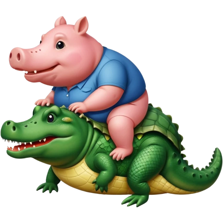 A fat pig riding a alligator  emoji