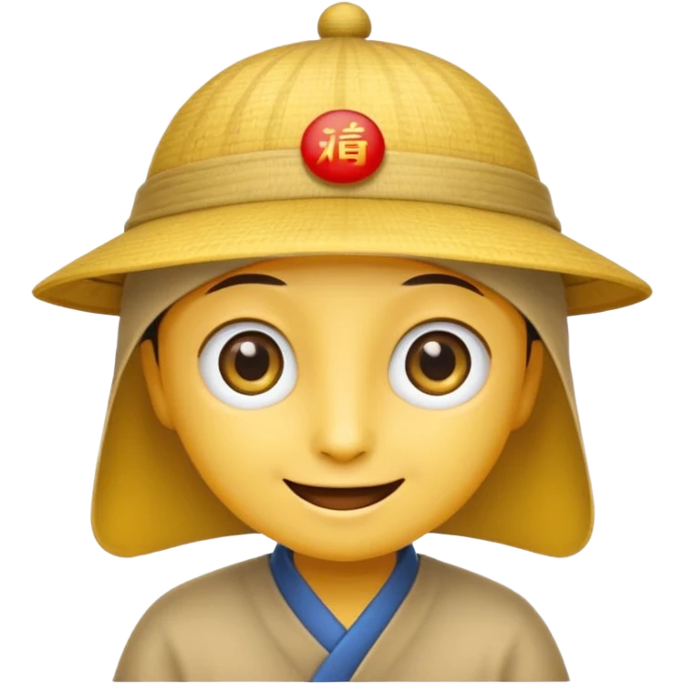 Emoji basic Yellow with close long eyes smile ans chinese hat emoji