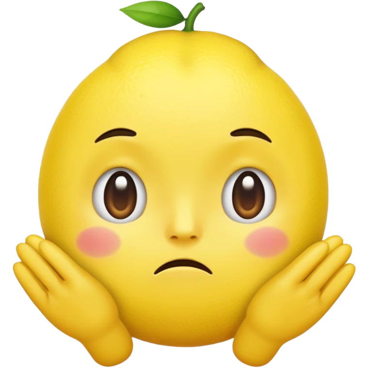 lemon with face emoji, sad expression, hands and legs, cute emoji