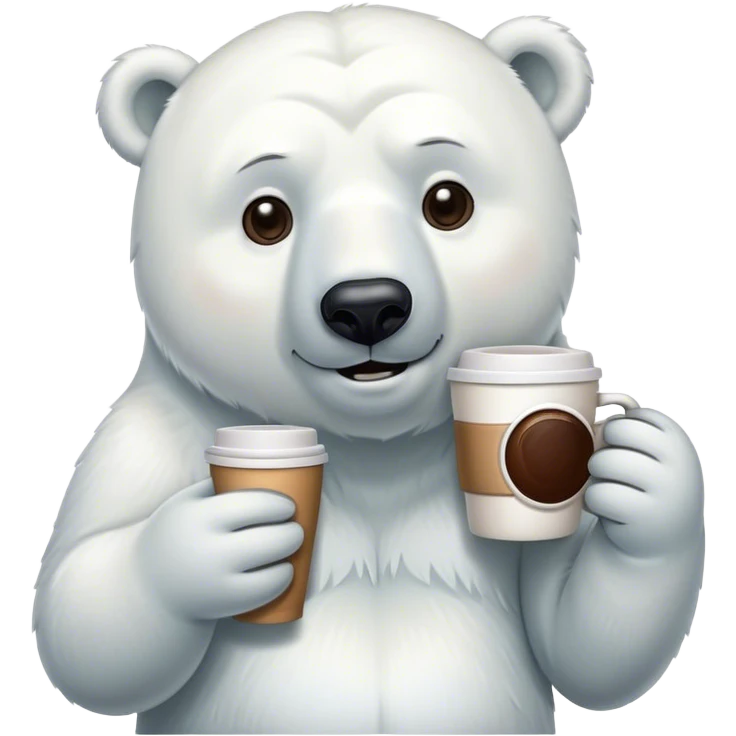 polar bear holding a coffee emoji