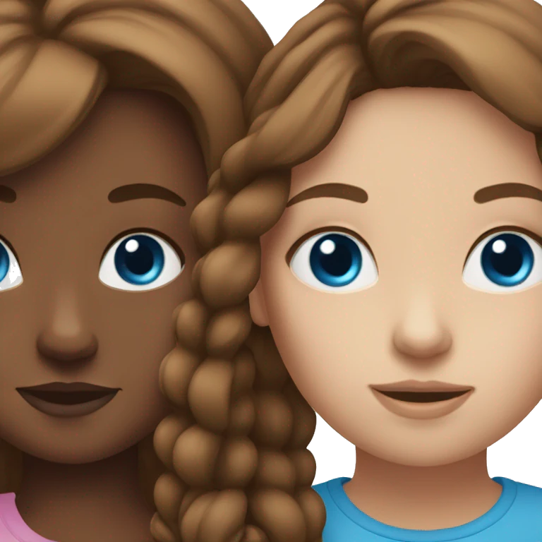 twin sisters with blue eyes and brown hair emoji