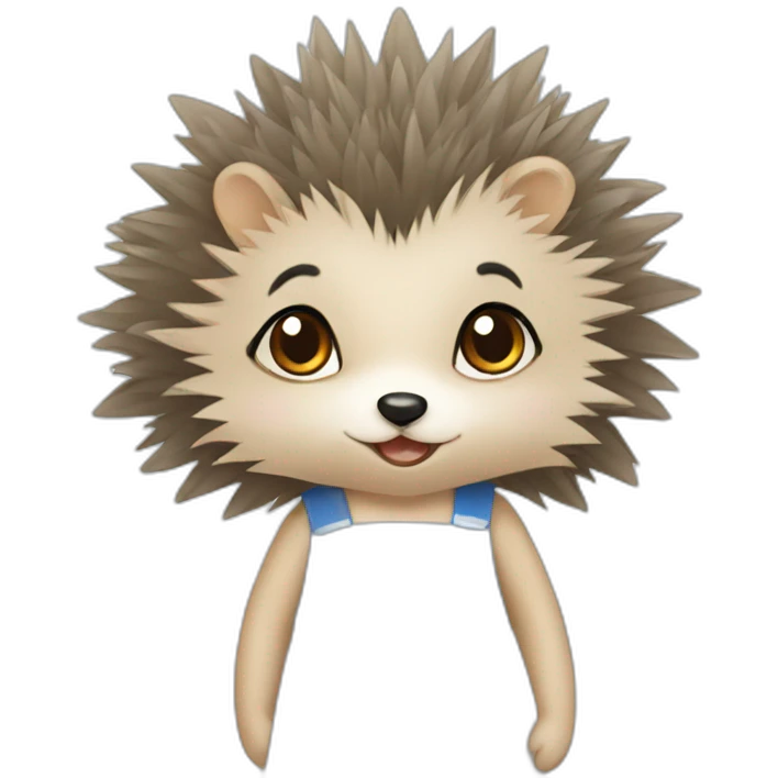 Hedgehog wearing a blue dress with a white apron with a black bow emoji