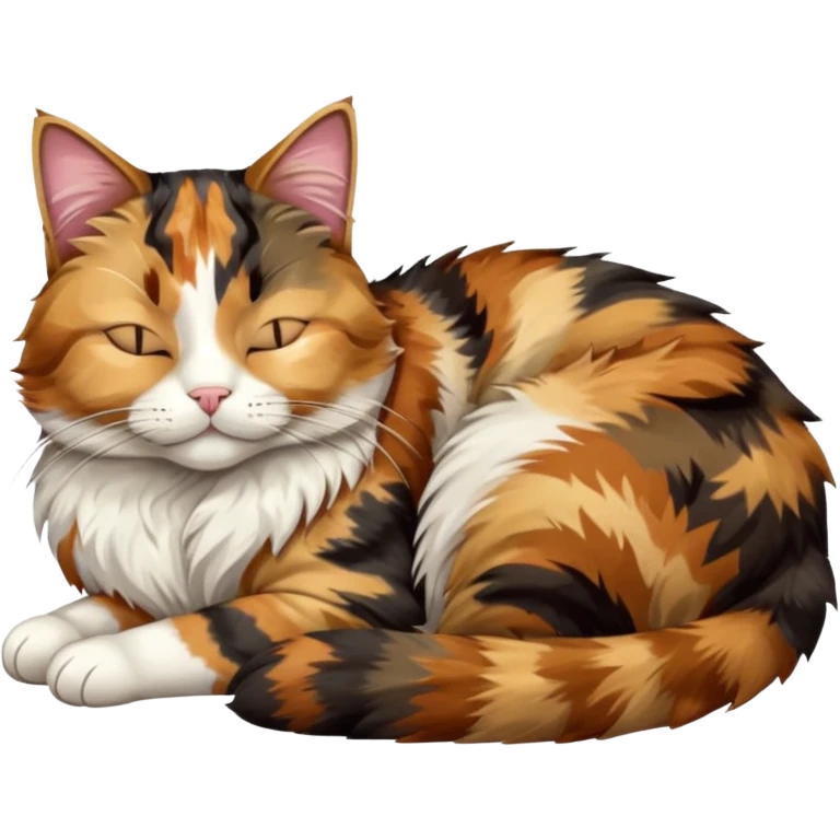 full body colourful light patched calico tabby cat sleeping emoji