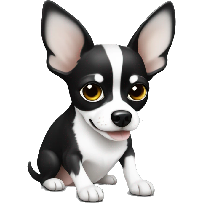 a black and white chihuahua who’s drinking a chamomile  emoji