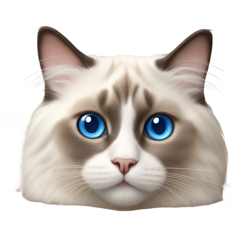 Realistic ragdoll cat with blue eyes laying on pink pillow emoji