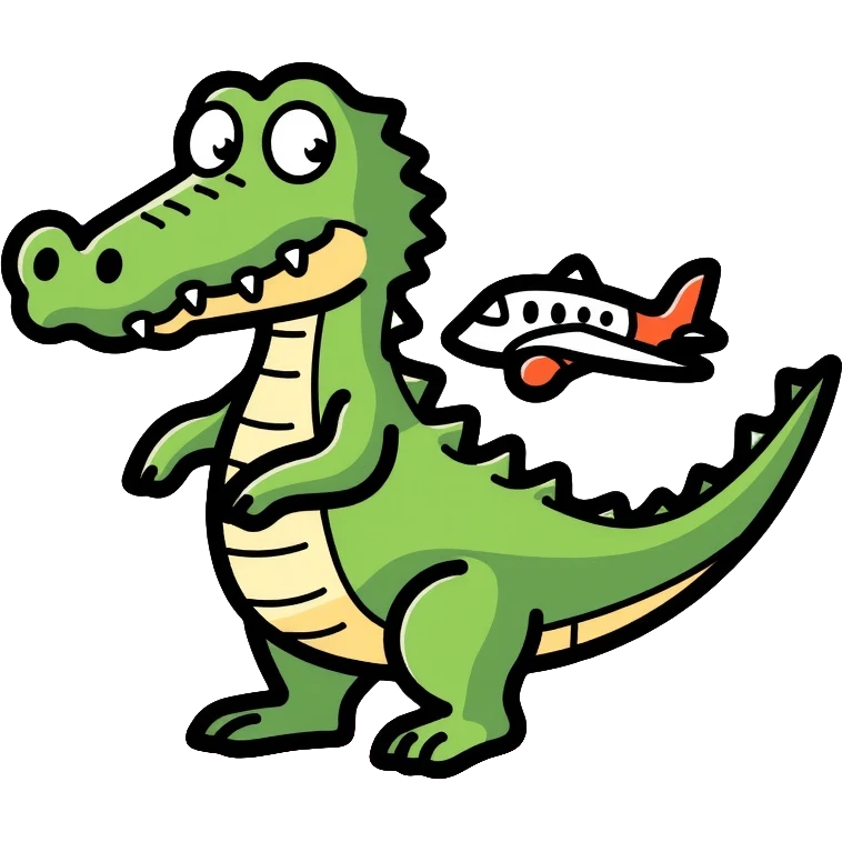 crocodile with airplane body emoji