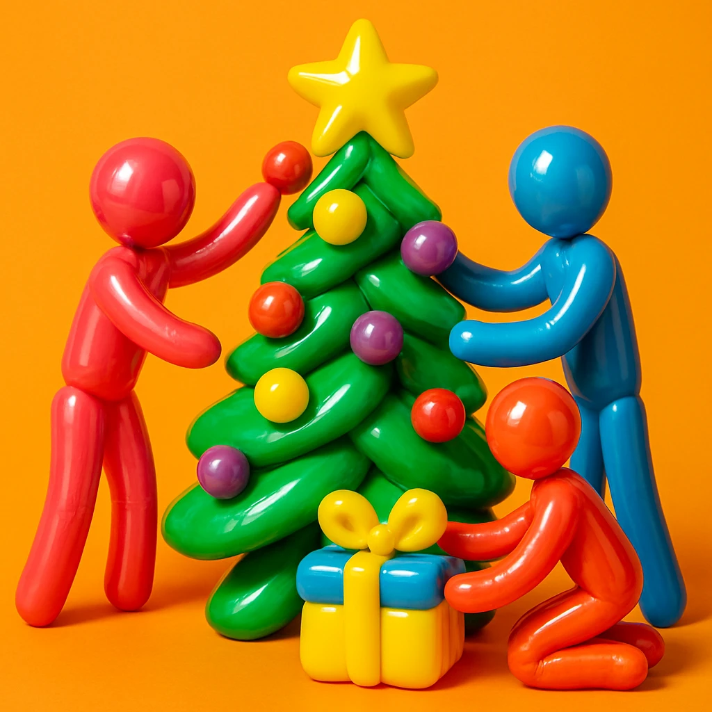 people decorating a Christmas tree emoji