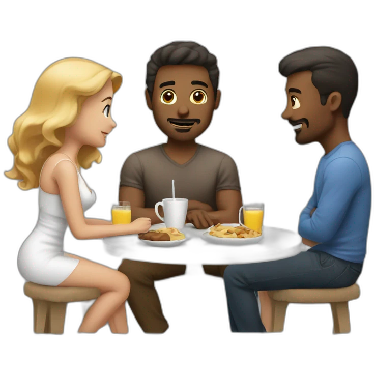 a man watching his wife hangout with her boyfriend emoji