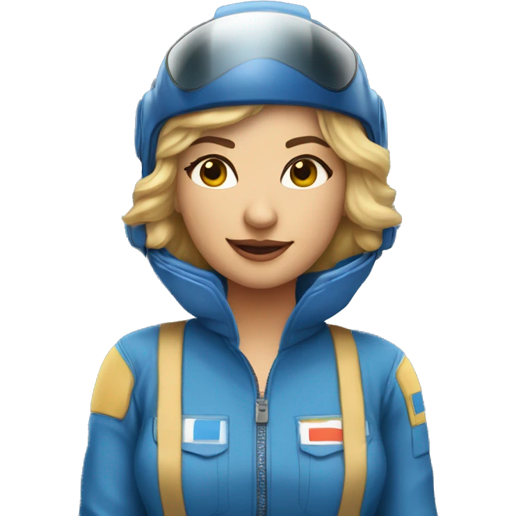 Pretty Honey blonde woman in blue helmet and blue flight jumpsuit  emoji