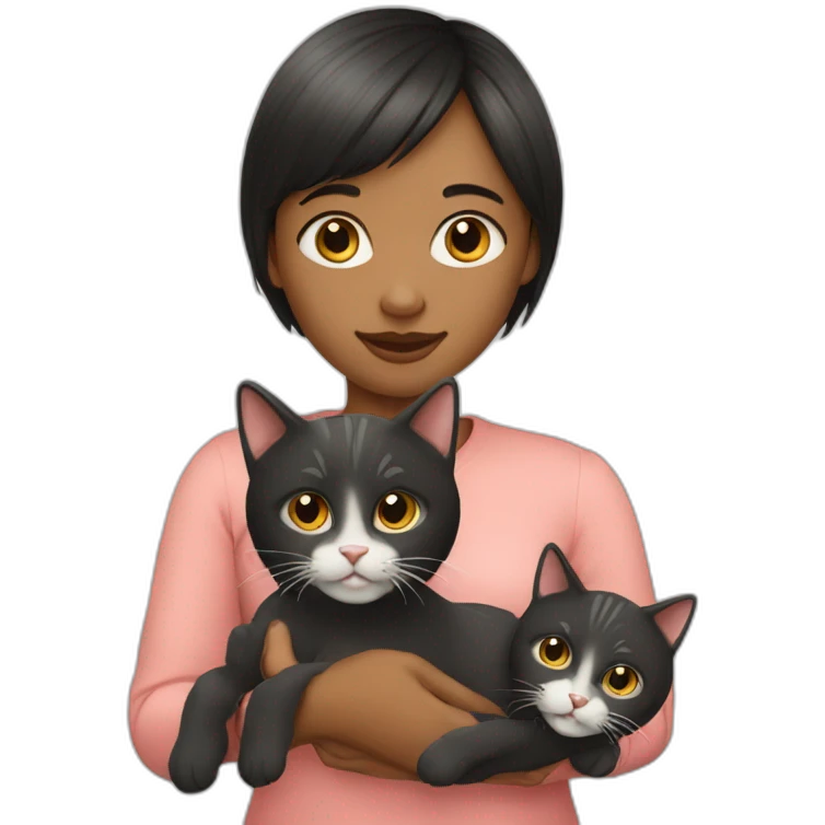girl-with-bang-cut-holding-two-cats emoji
