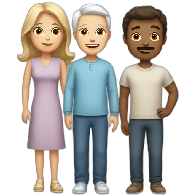 A white family with a mother a father a two boys twins and old sister emoji