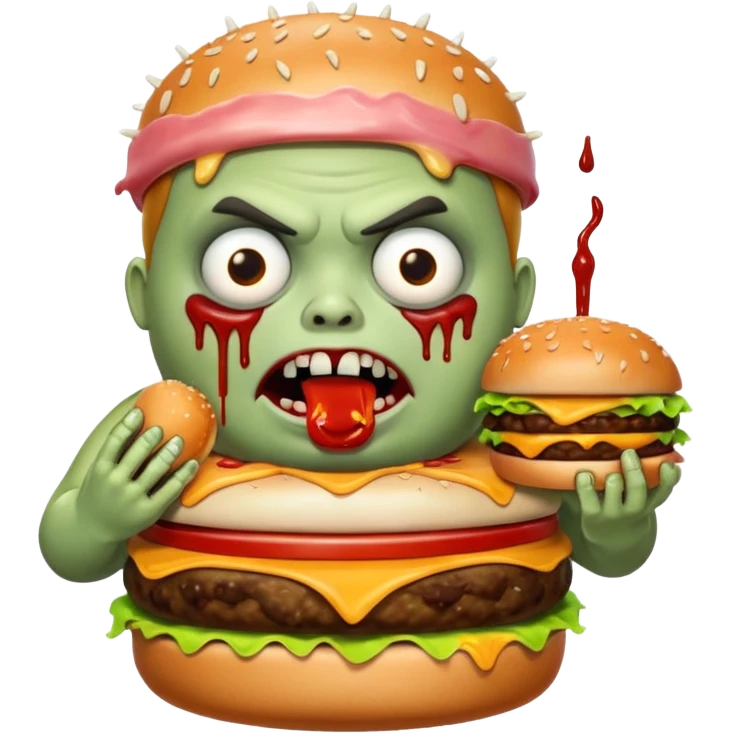 Fat zombie eating burger emoji