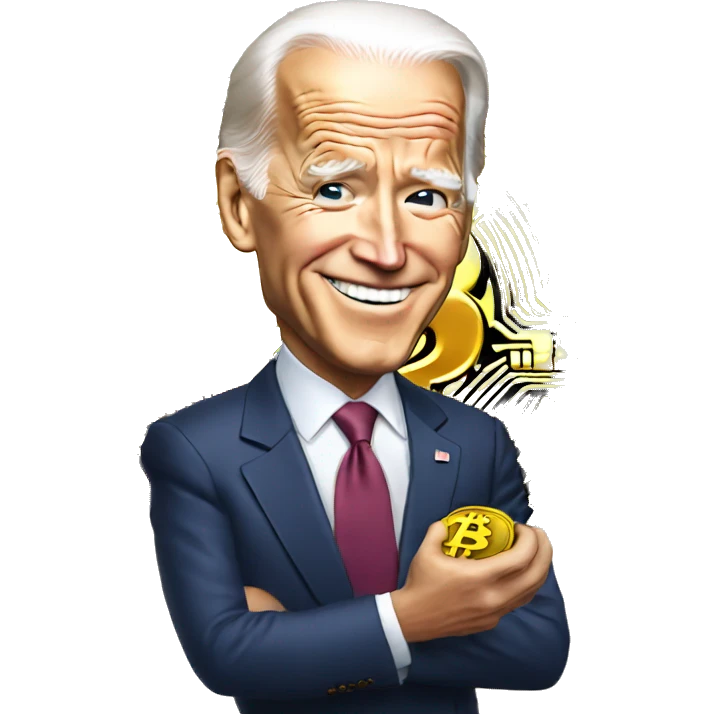 President Biden holding a bitcoin emoji