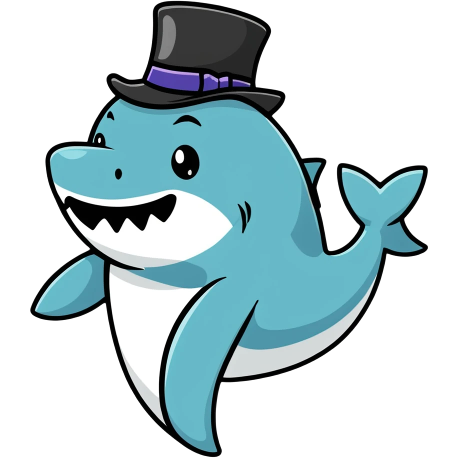 Shark with a top hat emoji