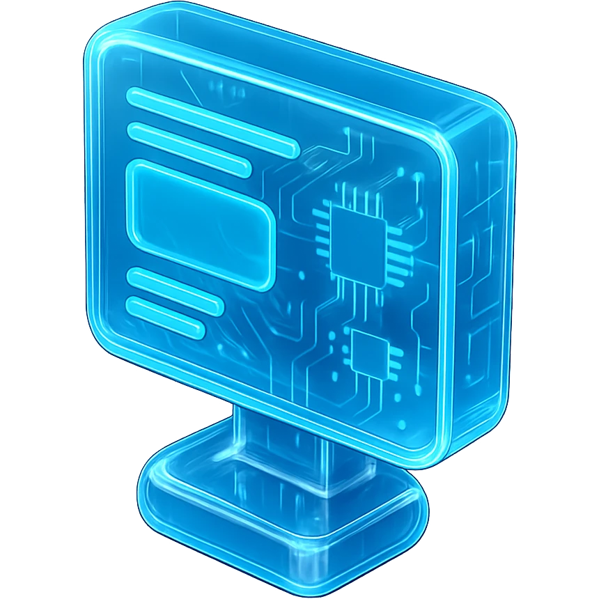 sleek futuristic monitor with blue neon glow emoji