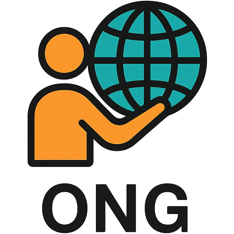 ONG logo, abstract symbol, uplifting, orange and teal color scheme, professional, vector style emoji