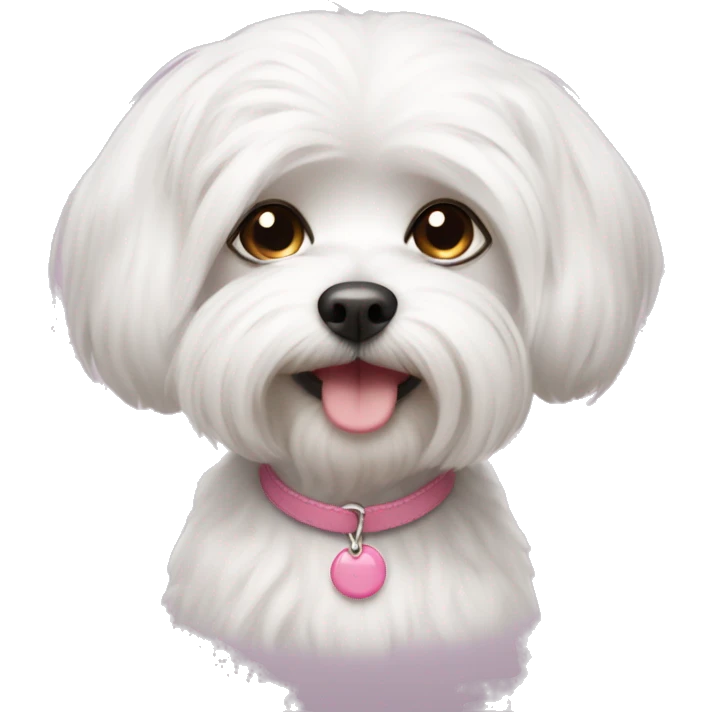 female maltese with pink nose and cute round haircut  emoji