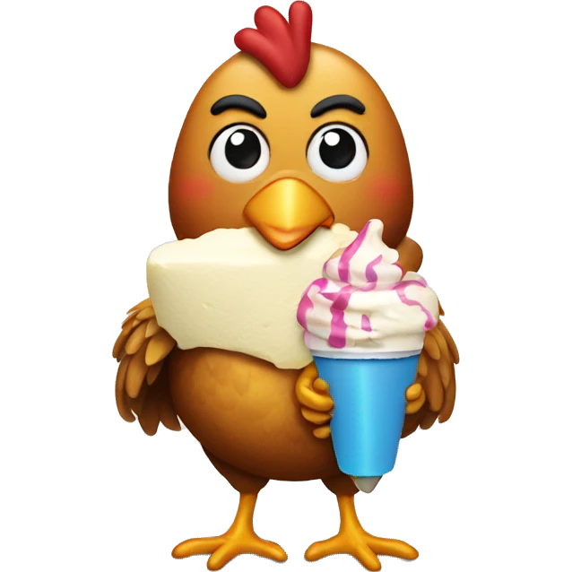 Chicken with ice cream emoji