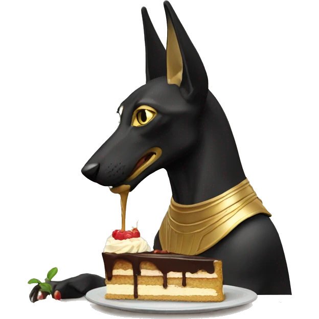 Anubis (pal) eating cake emoji