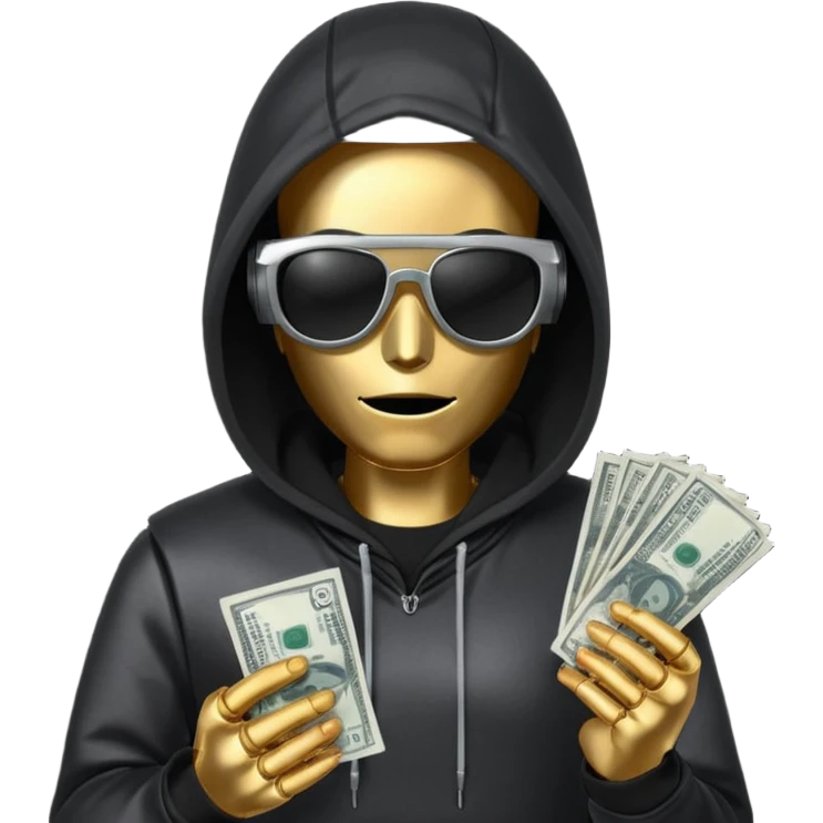 hoodie, sunglasses, money ROBOT emoji