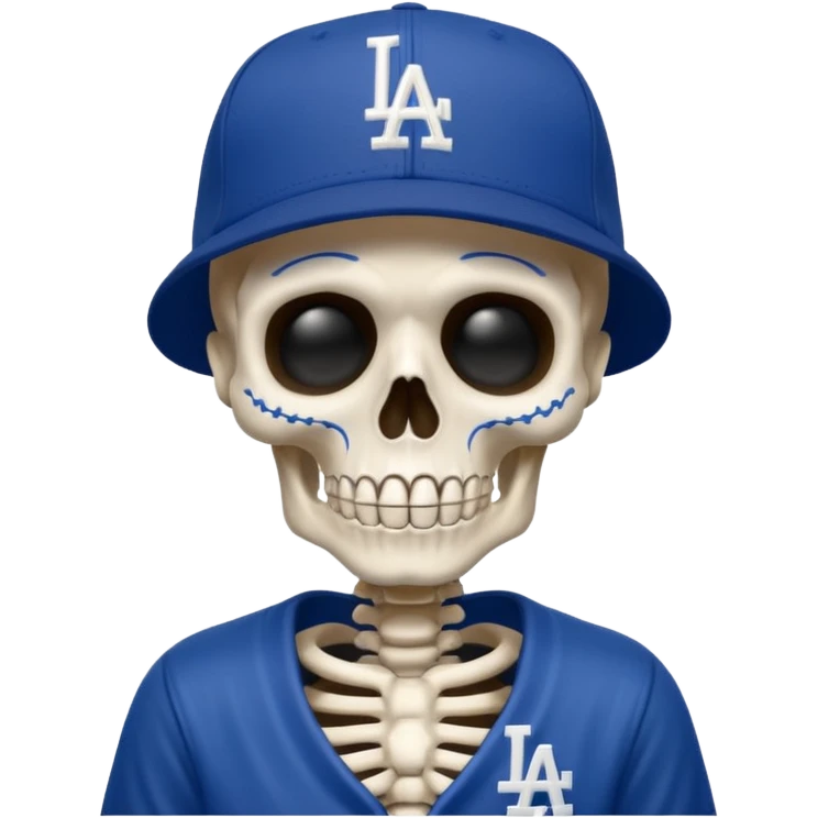 Esqueleto simpático de día de muertos vistiendo una blue new era cap de Los Angeles dodgers  emoji