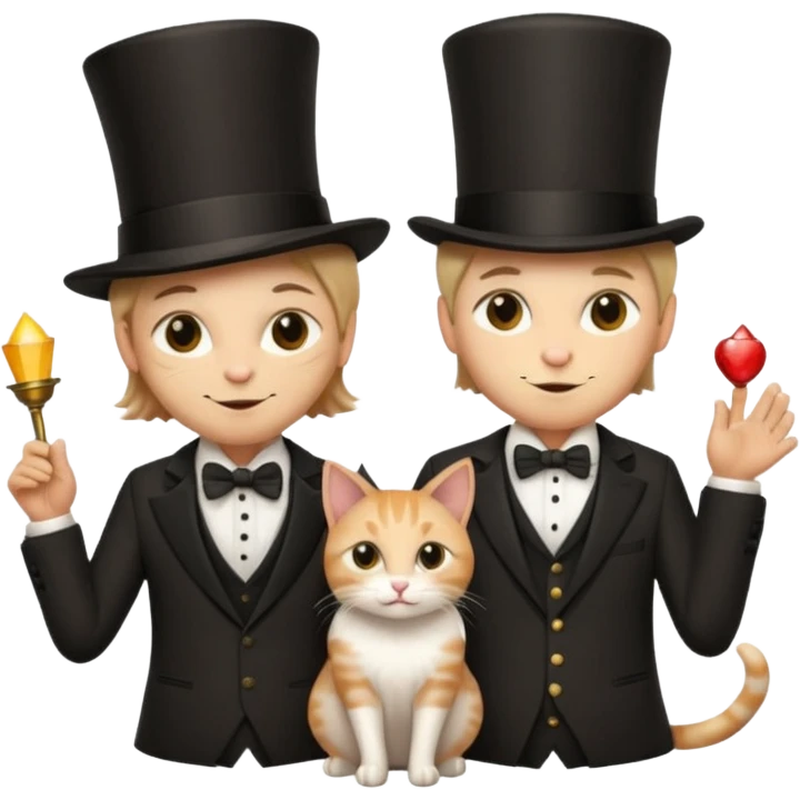 magician couple and their pet cat emoji