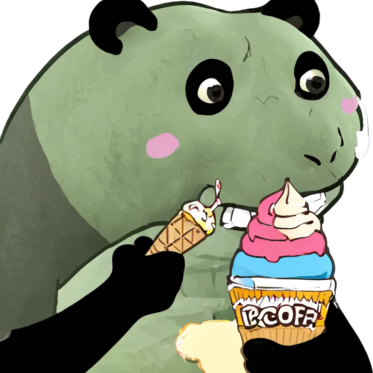 Panda eating ice cream emoji